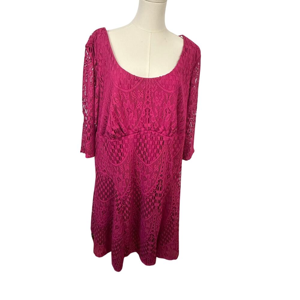 Chris Mclaughlin Women's Lace overlay magenta dress Size 24W party wedding